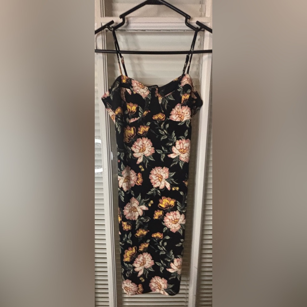 Floral Black Dress-Size Medium